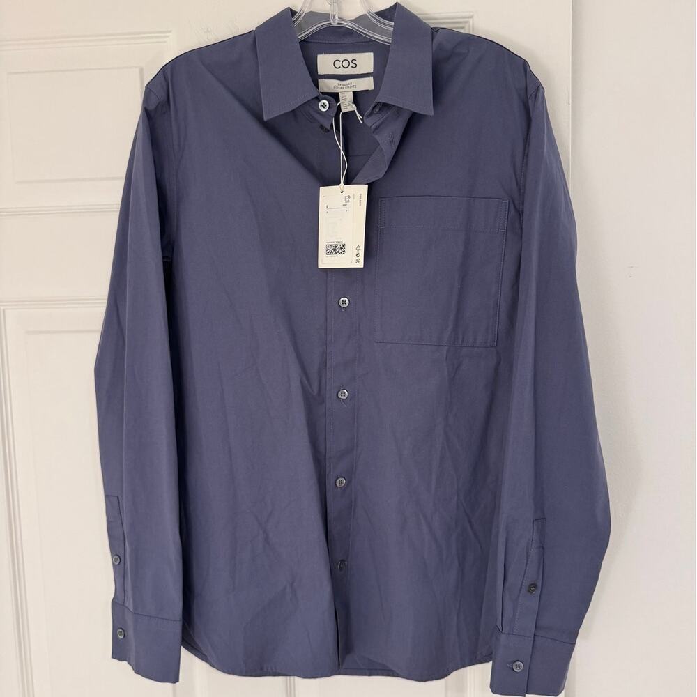 COS Men’s Blue Long Sleeve Button-Down Shirt Size S NWT Regular Cotton